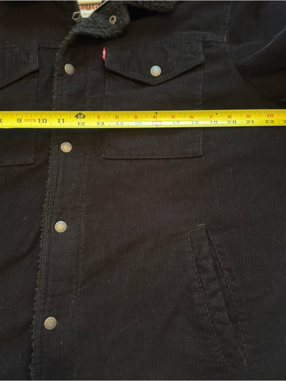 Levi’s Sherpa Lined Corduroy Trucker Jacket Black Men’s L Workwear - Picture 4 of 12